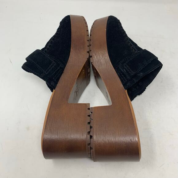 Zodiac Raine Black Suede Leather Moc Toe Platform Chunky Mules Clogs Size 10 Y2K - Picture 6 of 10